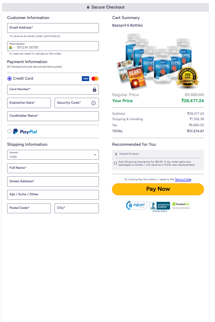 Bazopril secured order page